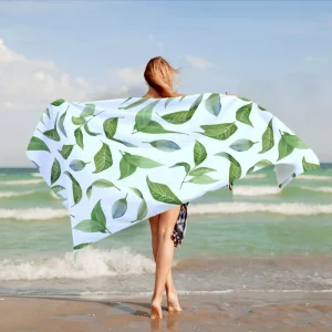Leaf Print Beach Towel Custom Personalized Recycled Microfibre Beach Towels