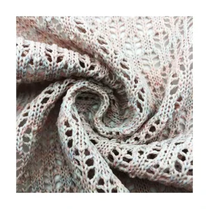 Leafage Pattern Knitted 85% Polyester 15% Cotton 330gsm Yarn Dyed Hollow Jacquard Fabric for Dress