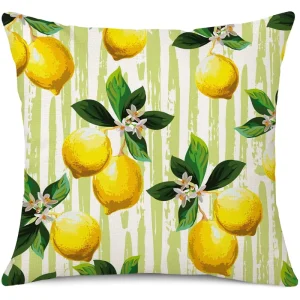 Lemon Pattern Decorative Cushion Cover Soft Microfiber Square Pillowcase Yellow Fruit Throw Pillow Case for Sofa