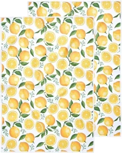 Lemon Waffle Weave Microfiber Drying Towel Super Absorbent Quick Dry for Kitchen Lightweight