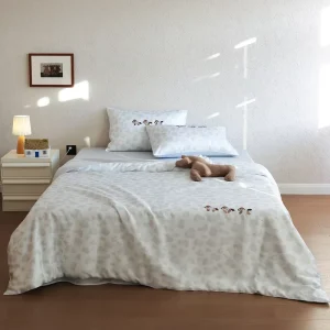 Lenzing Ten Cel Bedding Set Cute Chubby Horse Pattern 100% Lyocell Silky Soft Breathable Duvet Cover Set 4 Pieces