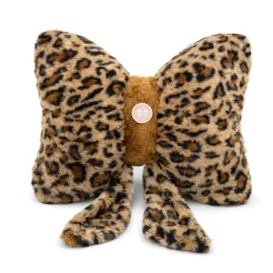 Leopard Print Bow Pillow Soft Faux Fur Decorative Cushion Cute Bow Shaped Throw Pillow for Sofa Bed Chair and Room Decor