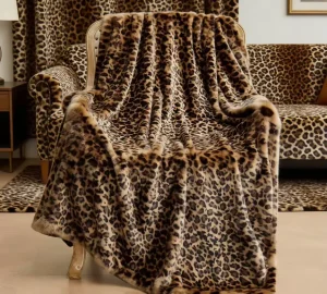 Leopard Print Winter Blanket for Sofa & Travel Soft Fluffy Plush Comfort for All Seasons Couch Blanket Sofa Blanket