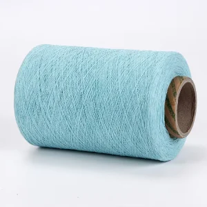 Light Blue Eco Friendly Open End Recycled Carded Cotton Polyester Blended RG117 Ne0.5s Ne30s Knitting Yarn Machine Weaving Use