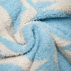Light Blue Geometric Dot Knitted Chenille Blanket Super Soft Warm Foldable Washable All Season Sofa Throw