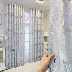 Light Filtering Privacy Curtains Gray Simple Modern Sheer Polyester Semi Blackout for Bay Window Living Room