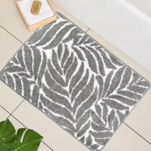 Light Gray Rectangular Bathroom Rugs & Mats Non Slip Absorbent TPR Non Slip Backing 16″ X 24″