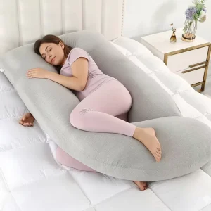 Light Grey Color Portable U Shape Ergonomic Full Size Pregnancy Pillow for Restless Legs Relief and Hot Sleepers