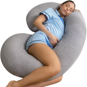Light Grey Jersey Cover C Shape Full Body Maternity Pillow Good Price Pregnancy Sleeping Pillows