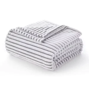 Light Luxury 280gsm Striped Jacquard Flannel Blanket for Bed Sofa Casual Nap Throw Can Make Pillow