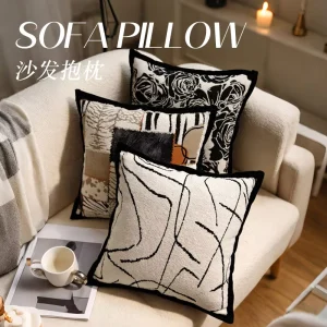 Light Luxury Chenille Square Throw Pillow for Style Sofa Living Room Jacquard Cushion Nordic Style PP Cotton Model Pillow