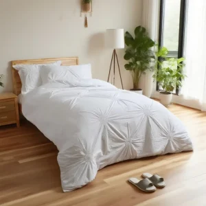 Light Luxury Eco Friendly Modern Comforter Set Floral Embroidery Technique Four Piece All Season Polyester Cotton Quilt Set