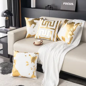 Light Luxury Gold Throw Pillow Sofa Decorative Cushion Short Plush Bedroom Cushion