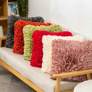 Light Luxury Handmade Pleated Decorative Throw Pillows Round 3D Three dimensional Flower Throw Pillows for Home Decor Luxury