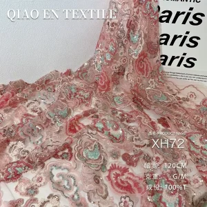 Light Luxury Heavy Duty Satin Fabric XH72 Stereo Sequin Embroidery Top Cheongsam Dress Suit Yarn Dyed Girls Knitted Accessory
