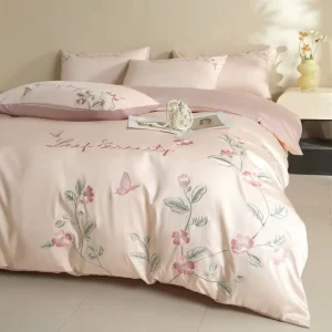 Light Luxury High End Cotton Four Piece Duvet Cover Set Plain Dyed 200TC All Season Bedding Customizable Colors & Sizes