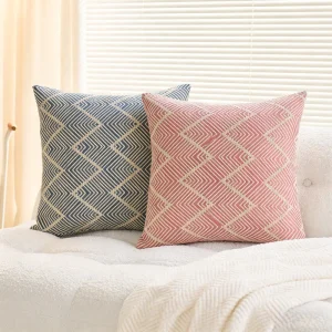 Light Luxury High End Polyester Fiber Square Wave Pattern Jacquard Throw Pillow Cover Bedroom Headboard Soft Padding Living Room