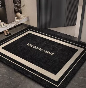 Light Luxury Modern Plaid Entrance Door Mat Waterproof Dirt-Resistant Washable Thin Non-Slip Carpet for Home