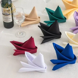 Light Luxury Polyester Fabric Dinner Napkin Solid Color Square Plain Napkins Table Napkin Cloth for Wedding Decoration Supplies
