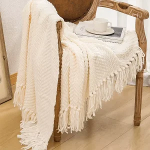 Light Luxury Polyester Tassel Knitted Blanket All Season Universal Multifunctional Home Cover Throw