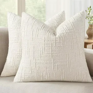 Light Luxury Textured Thick Chenille Solid Throw Pillow Covers Modern Boho Farmhouse Home Decor Zipper Closure Living Room
