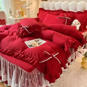 Light Luxury Thickened Washed Winter Quilt Cover Set Modern Style Queen King Bed Sheet with Pillowcase for Home Use