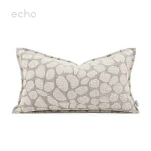 Light Luxury Velvet Geometric Pattern Woven Throw Pillow with Pebble Texture Beige Camel Coffee Colors Bay Window Decor