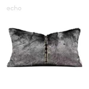 Light Luxury Velvet Geometric Woven Throw Pillow Cover Silver Gray Patchwork Design