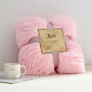 Light Pink 100% Polyester Quilted Solid Sherpa Blanket Soft Shaggy Fuzzy Cozy Lightweight Fluffy Faux Fur for Bed Couch or Sofa
