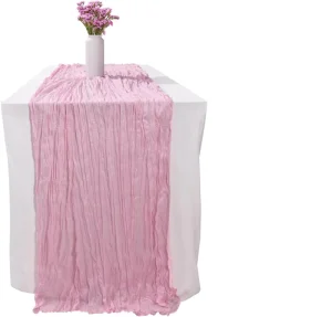 Light Pink Polyester Gauze Cheesecloth Table Runners Boho Wedding Decor Bridal Showers Baby Showers