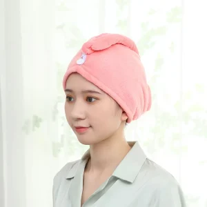 Light Soft 24*64CM Easy Cleaning Double-faced Coral Fleece Soft Hair Drying Hat Microfiber Fast Drying Hair Towel