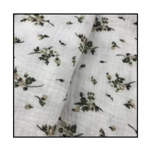 Light Weight Soft Custom Printed Polyester Double Layers Bubble Woven Crinkle Muslin Fabric Baby Cloth Swaddle