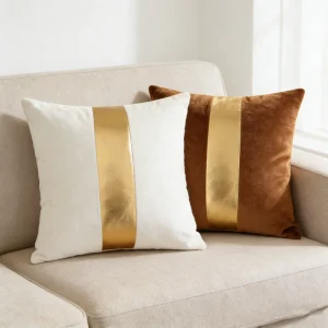 Light luxury Plush Gold Bar Solid Color Throw Pillow Cover Sofa Waist Cushion Cover Fashionable Modern Minimalist Home Backrest