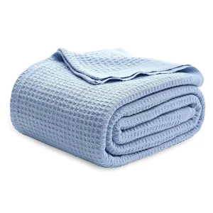 Lightweight 100% Cotton Spring Blankets Waffle Weave Blankets for All Seasons
