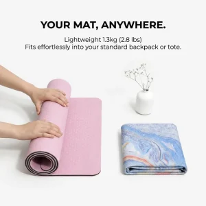 Lightweight Eco Friendly Foldable Exercise Mat with Carrying Bag Non Slip Washable for Yoga Outdoor Home Workout