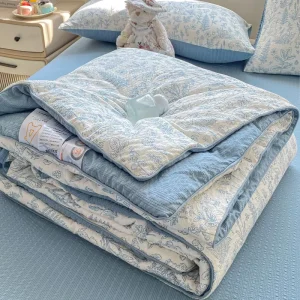 Lightweight Eco Friendly Puff Cotton Summer Cooling Quilt Comforter Bed Sheet Set for Hotel & Home Use All Season
