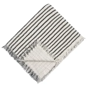 Lightweight Gauze Throw Blanket Crinkle Stripe Pattern Breathable Cotton Linen Blend Bed Decor
