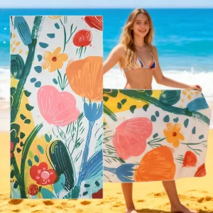 Lightweight Luxury Adult Kids Personalized Design Oversized Sand Resistant Recycled Microfiber Beach Towels