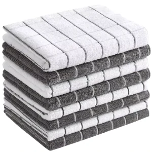 Lightweight Microfiber Cleaning Kitchen Towel Quick-Dry Absorbent Dish Towel with Checkered Pattern Woven Cleaning Cloth