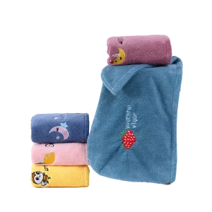 Lightweight Microfiber Hair Salon Towel Quick Drying Super Absorbent with Embroidered Logo in Multi Colors Plain Style