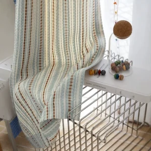 Lightweight Natural Tulle Sheer Fabric Custom Eco Friendly Slub Yarn 100% Polyester Boho Curtains