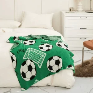 Lightweight Reversible Soft Fleece Throw Blankets for Kids Teens Soccer Lovers Decor for Bedroom Lving Room Play Room