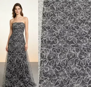Lightweight Silver Tiny Flower Rhinestone Mesh Fabric Sheer Soft Tulle Embroidery For Romantic Wedding Bridal Veil & Gown