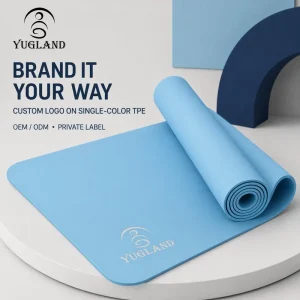 Lightweight Single Color TPE Yoga Mat Non Slip Exercise Pad for Home Workout Pilates
