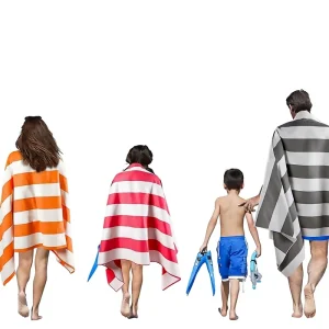 Lightweight Striped Rectangle Summer Beach Towel Made Ultra fine Fibers Quick absorbing Fast drying Sand Protection for Travel