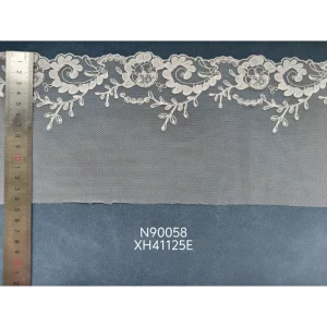 Lightweight Thin Narrow Stripe Sheer Embroidery Knitted Polyester Cloth Custom Size for Girls’ Fashion Lingerie Wedding Dress