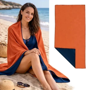 Lightweight Two Color Microfibre Beach Towel 80x160cm Yarn Dyed Double Sided Pack Small Beach Towels Clearance