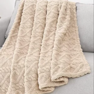Lightweight and Warm 100% Polyester Raschel Throw Blanket Jacquard Fleece Sherpa Wool Blankets Queen Size for Bed