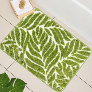Lime Sage Green Rectangular Bathroom Rugs & Mats Non Slip Absorbent TPR Non Slip Backing 16″ X 24″