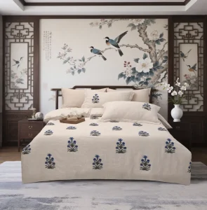 Linen Bedding Set 4 Piece Bedding Set Embroidered EmbroideryNatural Breathable Skin Friendly Soft Luxury